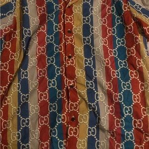 Gucci Multicolor Striped GG Logo Button-Down Shirt